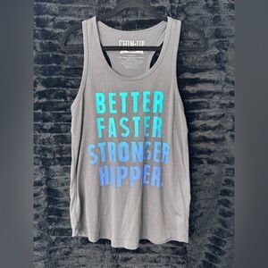 Chin Up Apparel Charcoal Tank with White Text